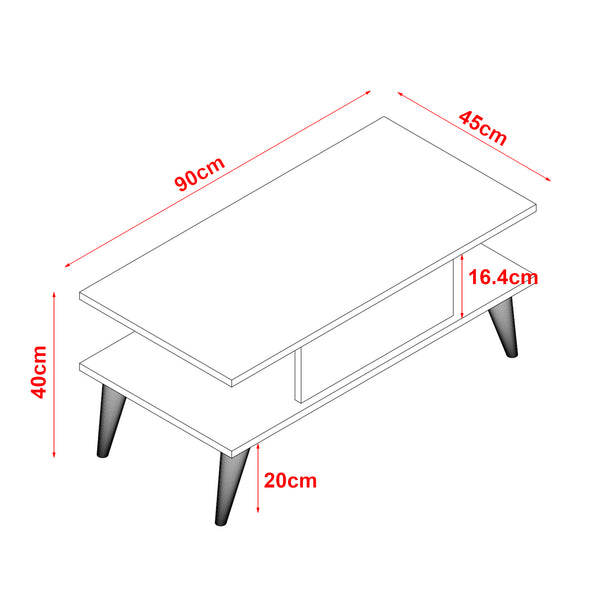 Table basse Melhus avec espace de rangement 40 x 90 x 45 cm [en.casa]