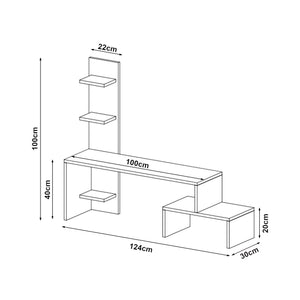 Meuble TV Hörby avec 5 étagères panneau de particules 124 x 32 x 100 cm [en.casa]