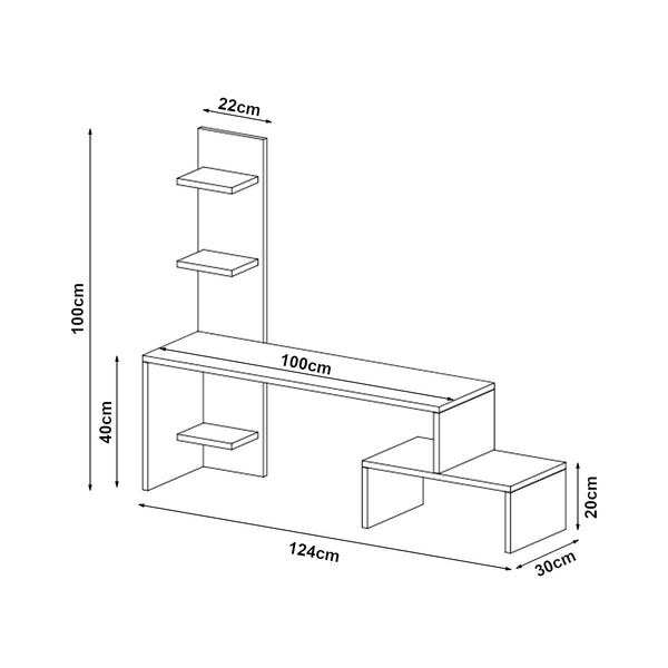 Meuble TV Hörby avec 5 étagères panneau de particules 124 x 32 x 100 cm [en.casa]