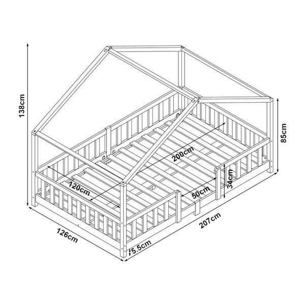 Kinderbed Treviolo met uitvalbeveiliging en bedbodem [en.casa]