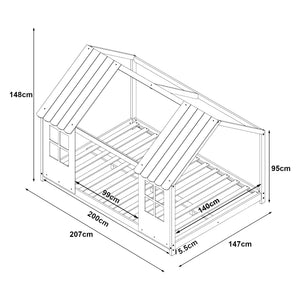 Kinderbed Tostedt huisbed met bedbodem en matras [en.casa] [neu.haus]