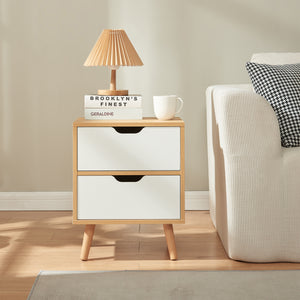 Nachtkastje Bordkak eikenkleurig en wit [en.casa]