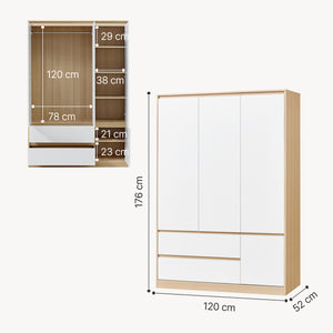 Armoire de chambre Bastheim MDF effet chêne blanc [en.casa]