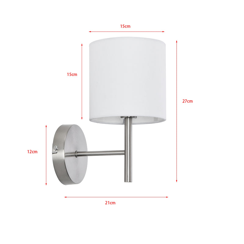 Croquis coté Applique murale Winsford E14 27 x 15 x 21 cm argent blanc lux.pro