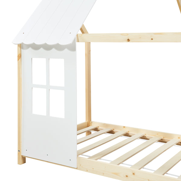 Kinderbed Tostedt huisbed met bedbodem en matras [en.casa] [neu.haus]