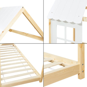 Kinderbed Tostedt huisbed met bedbodem en matras [en.casa] [neu.haus]