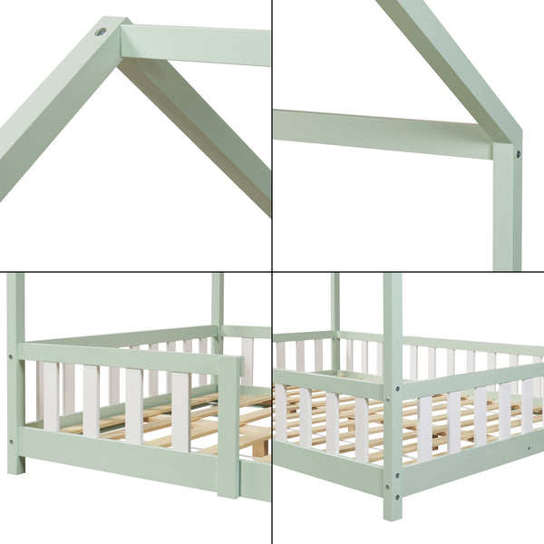 Kinderbed Sisimiut met uitvalbeveiliging bedbodem en matras [en.casa]
