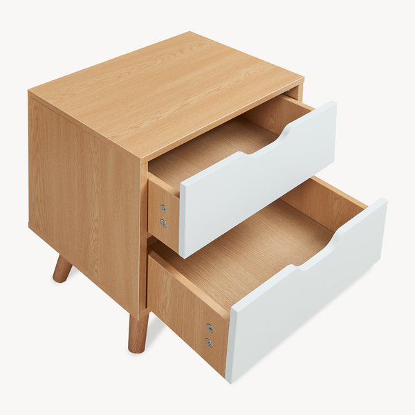 Nachtkastje Bordkak eikenkleurig en wit [en.casa]
