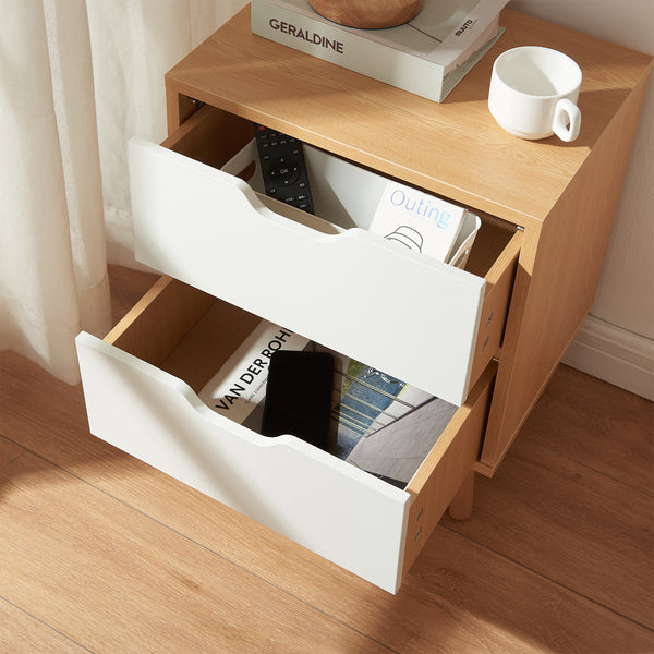 Nachtkastje Bordkak eikenkleurig en wit [en.casa]