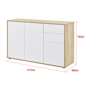 Commode Paarl 74 x 117 x 36 cm avec 3 portes [en.casa] 