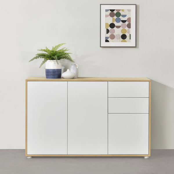 Commode Paarl 74 x 117 x 36 cm avec 3 portes [en.casa] 