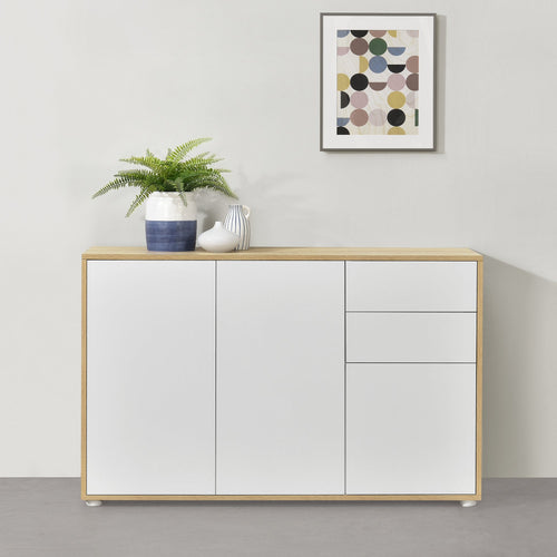 Commode Paarl 74 x 117 x 36 cm avec 3 portes [en.casa] 