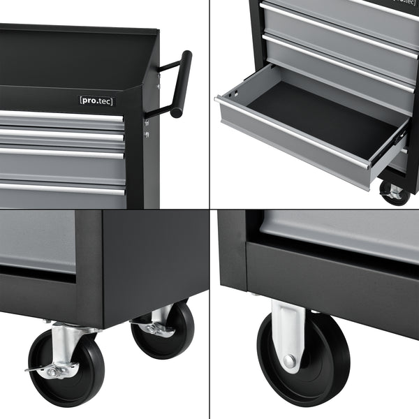 Chariot d'Atelier pour Outils Noir Argenté [pro.tec]