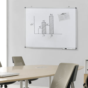 [pro.tec] Tableau Blanc Magnétique avec Porte-marqueurs Aluminium et Métal Blanc Plusieurs Tailles