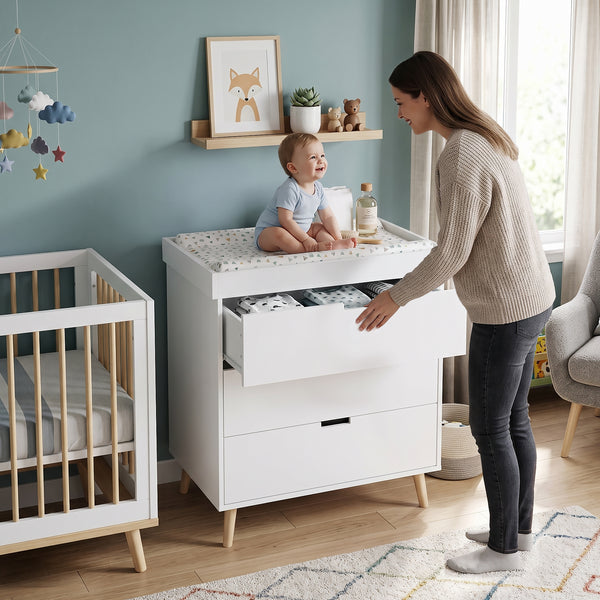 Wickelcommode Sallinrar met afneembare verschoningsmat [en.casa]