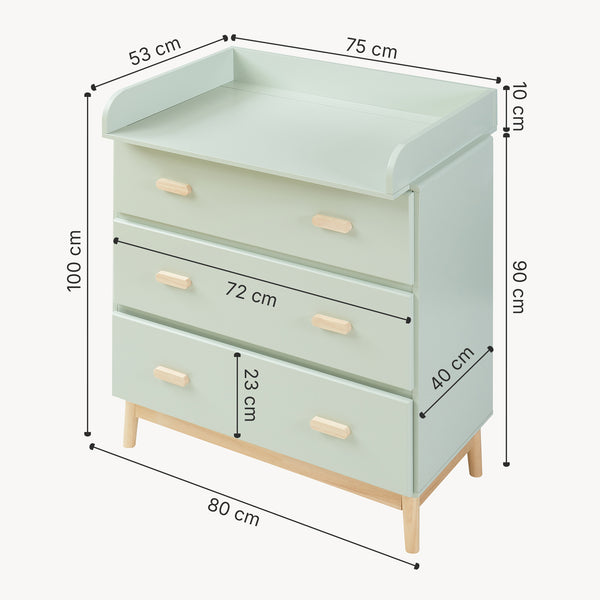 Luiercommode Sarievn met verschoonunit 100x80x53 cm [en.casa]