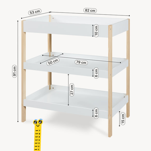 Table à langer Oupilu avec 2 étagères 91 x 82 x 53 cm blanc [en.casa]