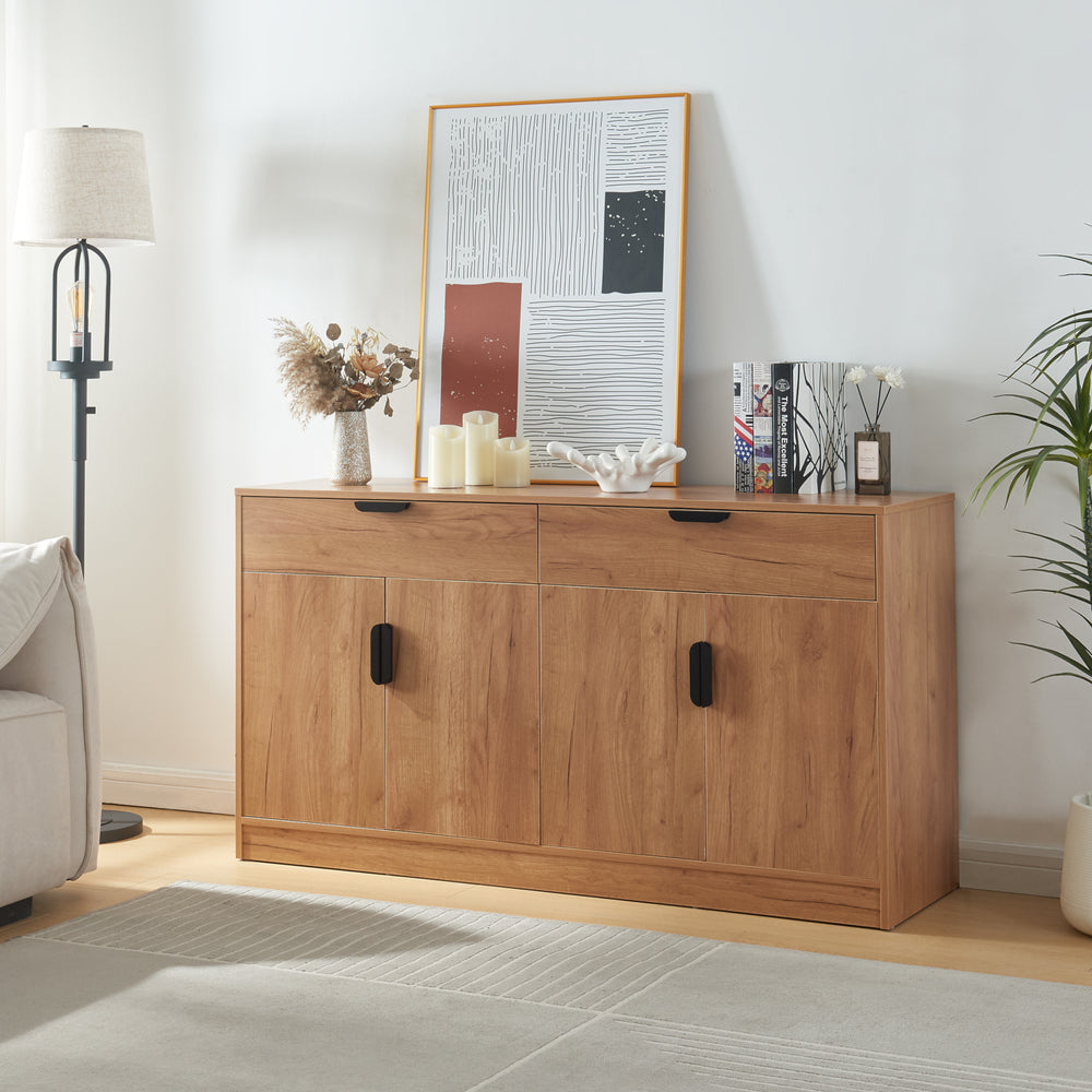 Sideboard Varkaus 75x140x40cm MDF eikenlook [en.casa] - premiumXL