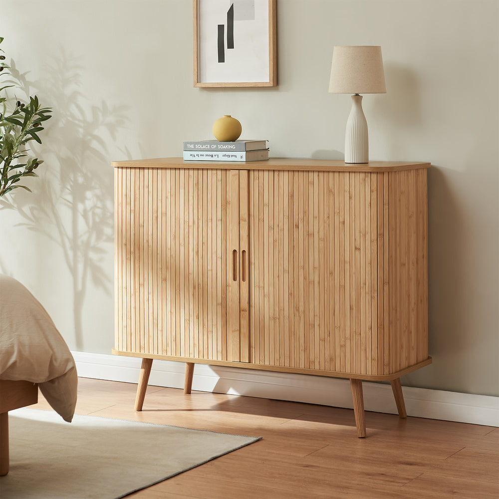 Sideboard Nordkapp dressoir met schuifdeuren 100x40x80 cm naturel [en.casa]