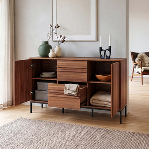 Buffet Kilmandar 150x40x79 cm aspect noyer [en.casa]