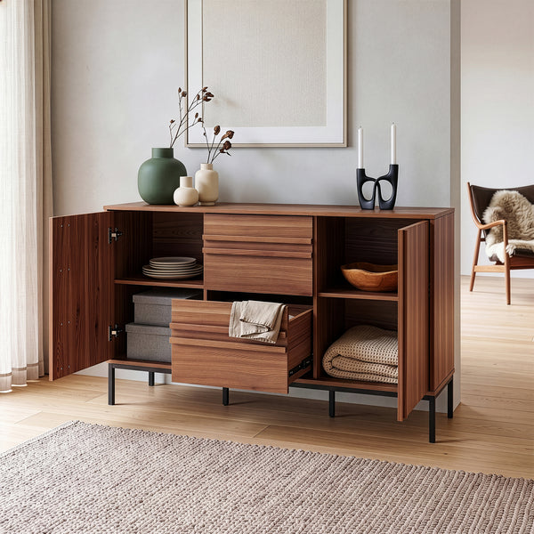 Buffet Kilmandar 150x40x79 cm aspect noyer [en.casa]