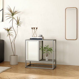 Buffet Burlöv acier 70x72x35 cm gris/blanc [en.casa] - premiumXL