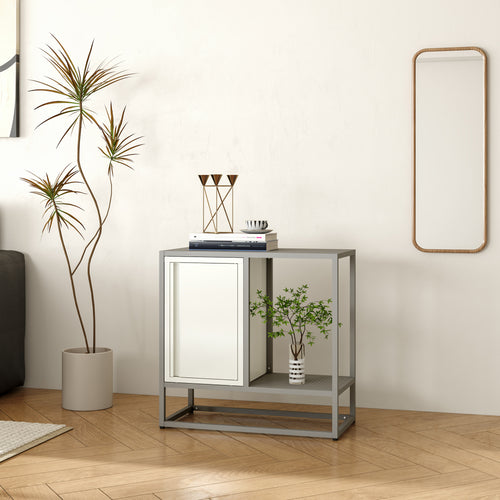 Buffet Burlöv acier 70x72x35 cm gris/blanc [en.casa] - premiumXL