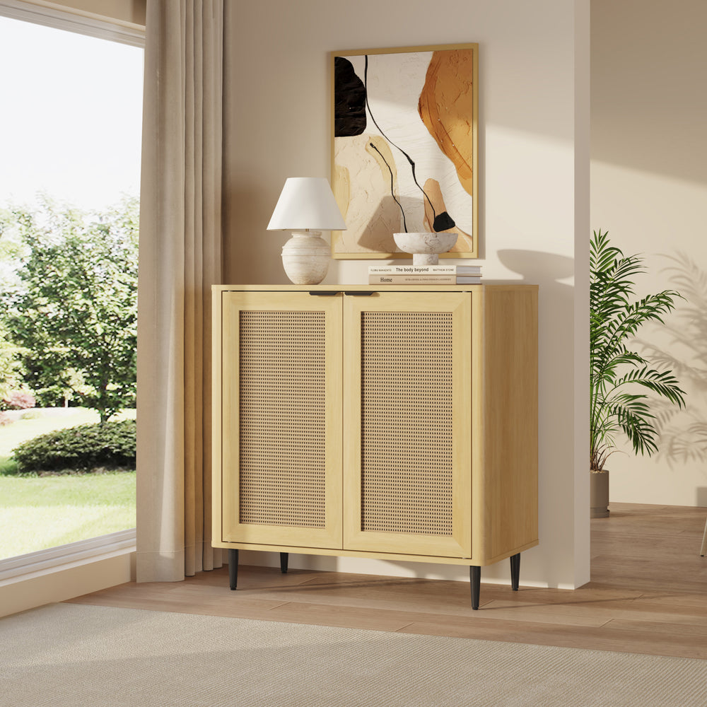 Commode Lukhomso 83x80x40 cm eikenkleurig en zwart [en.casa]