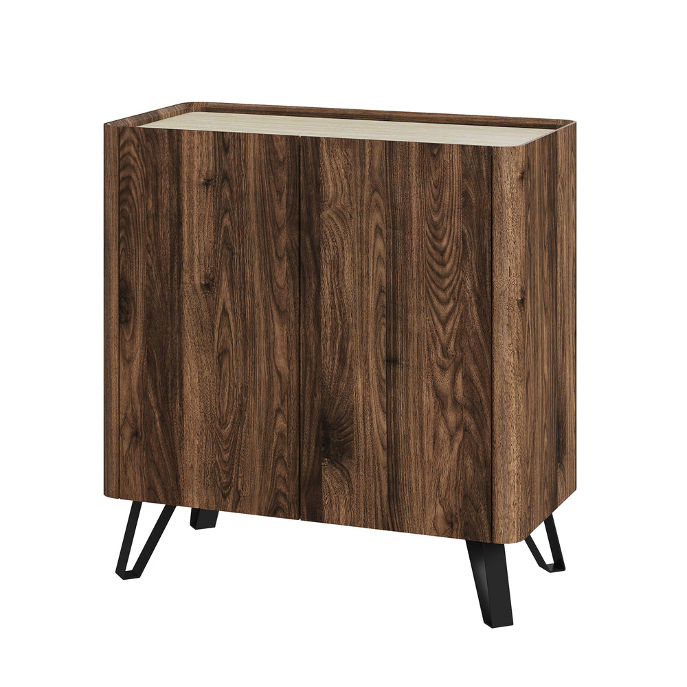 Kast Trorlon 83x80x40 cm Notenoptiek/Travertin [en.casa]