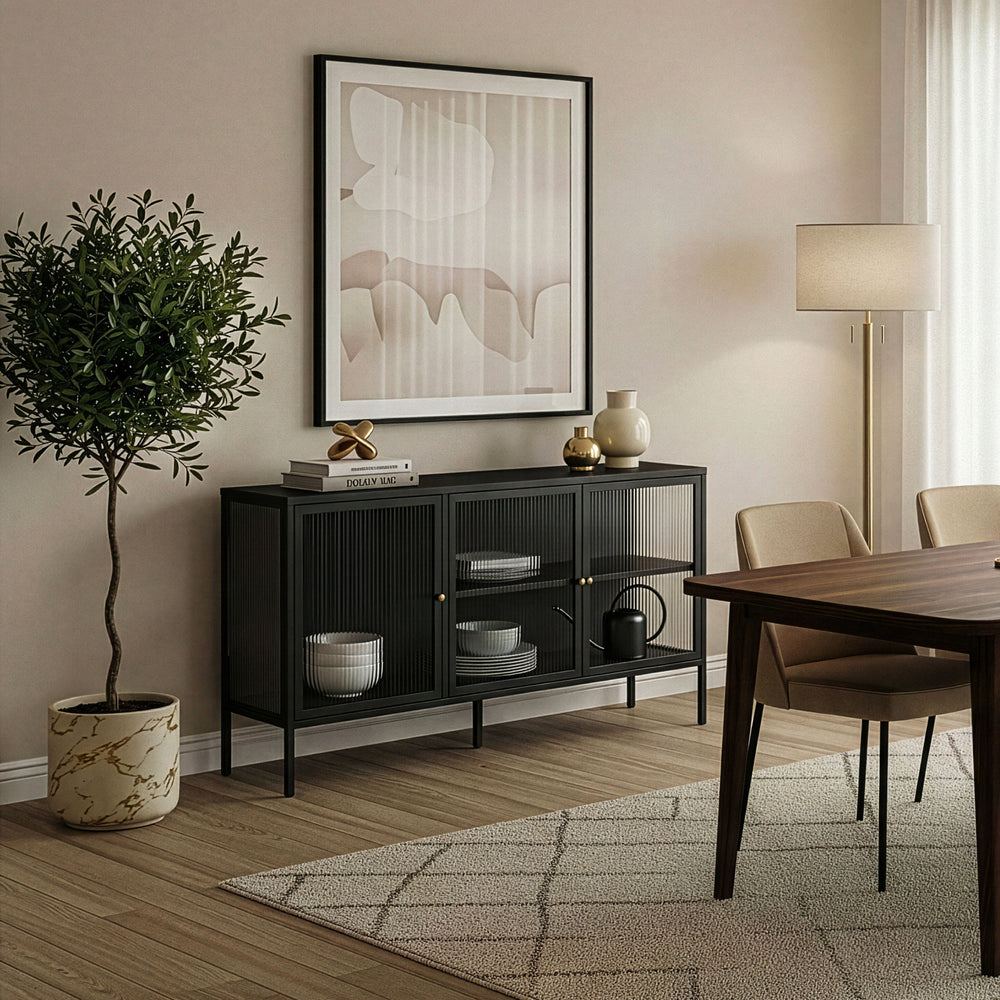 Buffet Vinterhavn acier noir [en.casa] 
