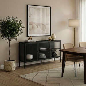 Buffet Vinterhavn acier noir [en.casa] 