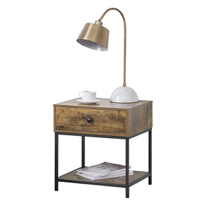 Bijzettafel Bjuv met lade 49x45x39 cm zwart en houtkleurig