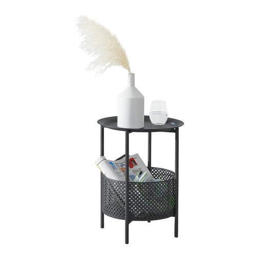 Table d’appoint Kruibeke 46x35cm avec panier Noir [en.casa] - premiumXL