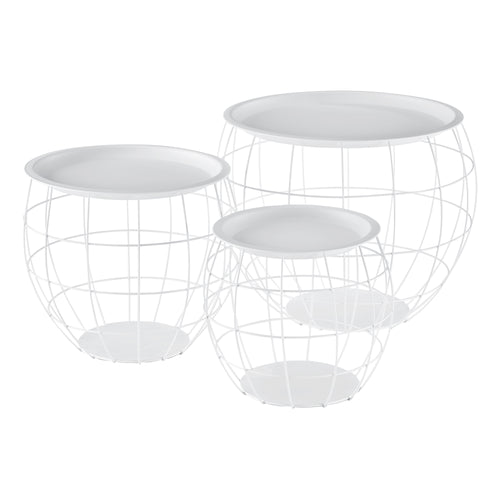 Kit de 3 Tables Gigognes Neman Paniers Métal Plusieurs Tailles [en.casa]