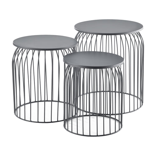 Bijzettafel rond metaal 40x46/35x40/30x36 cm set van 3 - verschillende kleuren