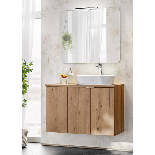 Ensemble de meubles de salle de bain avec miroir NEWPORT effet chêne [en.casa]