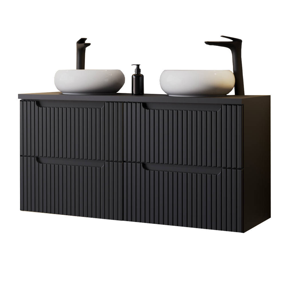 Meuble double vasque Newport 121 x 72 x 40 cm noir [en.casa]