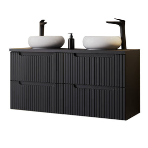 Meuble double vasque Newport 121 x 72 x 40 cm noir [en.casa]