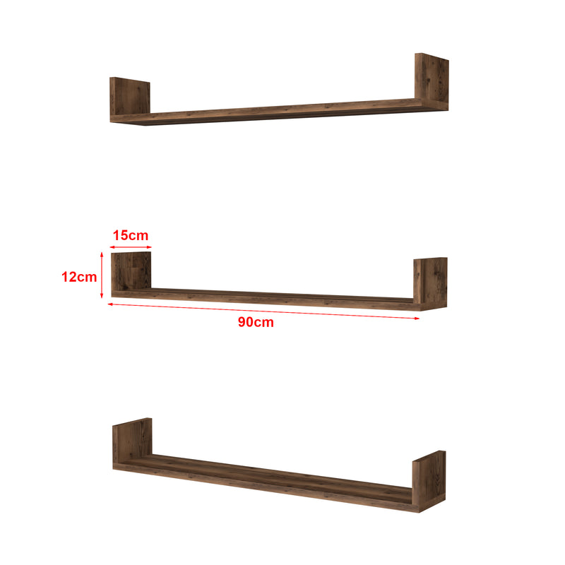 Maatschets [en.casa] Wandplank set van 3 Höganäs - 8 varianten