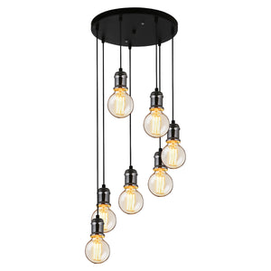 Hanglamp Las Vegas Ø35 cm verstelbaar 7xE27 zwart zilver