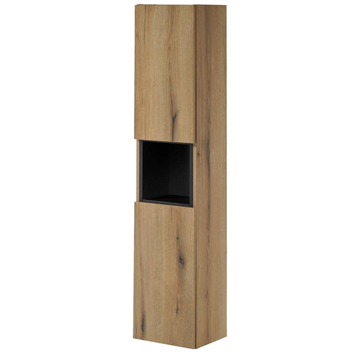 Meuble colonne pour salle de bain NEWPORT 30 x 140 x 25 cm effet chêne noir [en.casa]