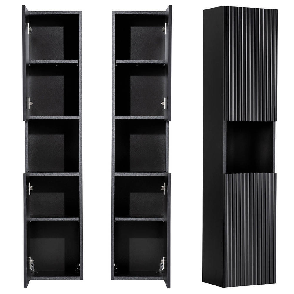 Colonne de salle de bain Newport avec 2 portes 140 x 30 x 25 cm noir [en.casa]