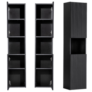 Colonne de salle de bain Newport avec 2 portes 140 x 30 x 25 cm noir [en.casa]