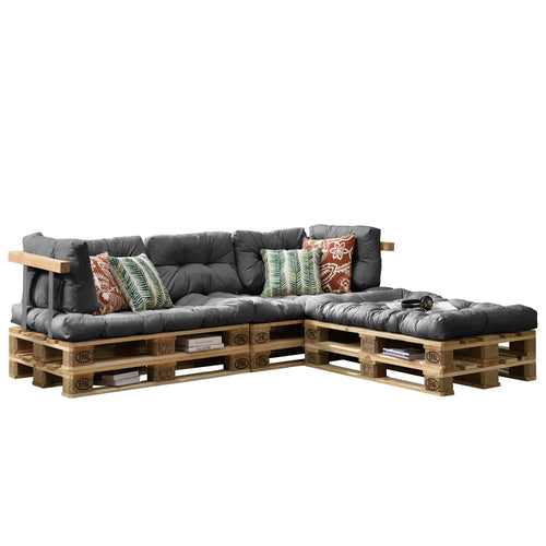 Kussenset voor binnen 3 palletkussens en 5 rugkussens - 4 varianten