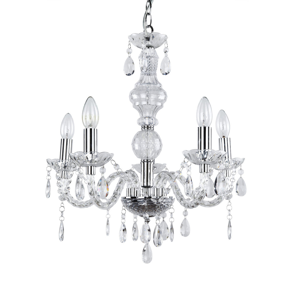 Kroonluchter 5-armig Elegance met kristallen 5xE14 chroom