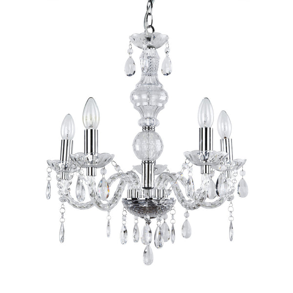 [lux.pro] lustre luminaire suspendu plafonnier (5 x socles E14)(env. 150,0 cm Ø : 52,0 cm) lampe à suspension lampe 5 flammes cristal