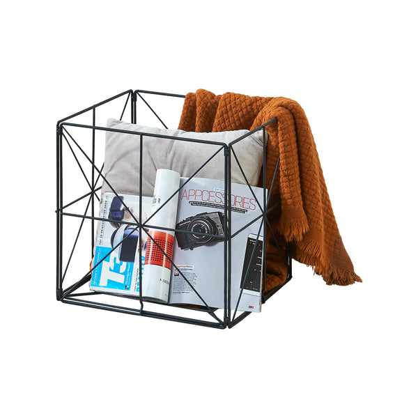 [en.casa] Krantenmand metaal 40x40x40 cm zwart