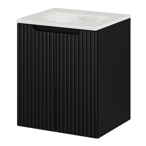 Meuble sous-vasque NEWPORT avec lavabo noir rainuré [en.casa]