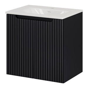 Meuble sous-vasque NEWPORT avec lavabo noir rainuré [en.casa]