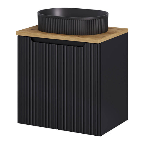 Meuble sous-vasque noir rainuré NEWPORT avec lavabo [en.casa] 